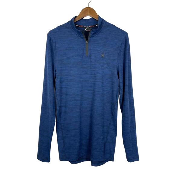 Spyder Active | Men's Navy Blue 1/4 Zip Long Sleeve Shirt - Picture 1 of 5